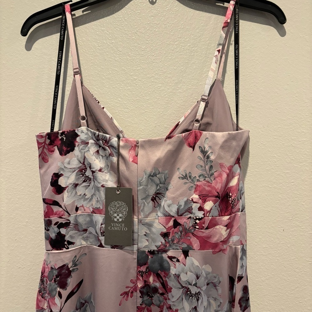 Vince Camuto Floral Print Satin Gown Fuschia Size 4 NWT - Picture 6 of 9